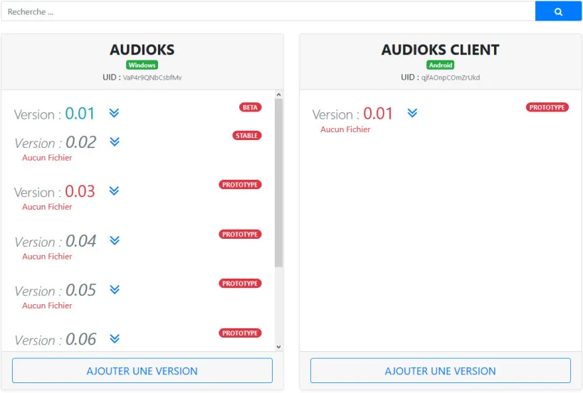 Administration admin-versions