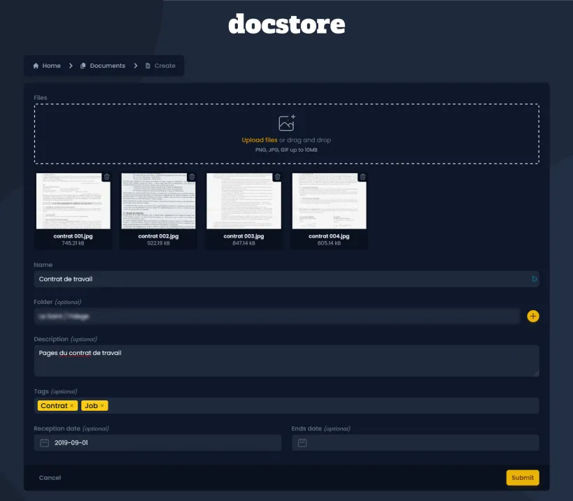 Création document page-documents-create