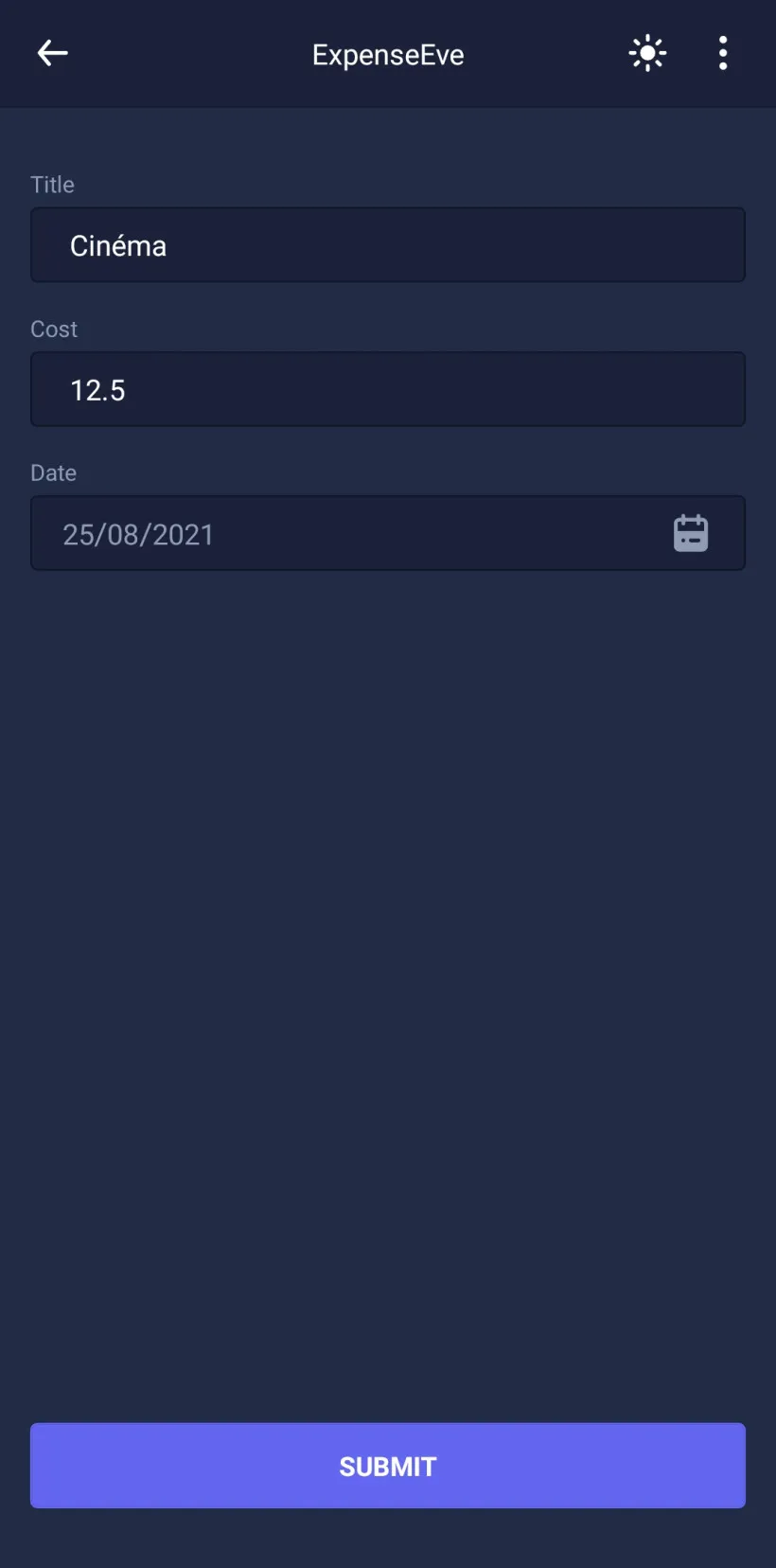 Page de modification expenseeve-edit