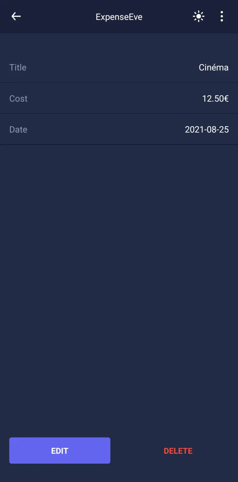 Page de détail expenseeve-show