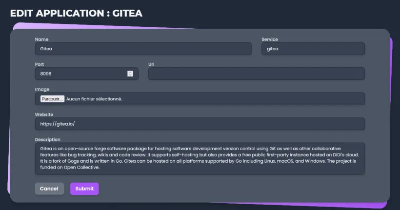Modification d'applications sevrermonitoring-applications-edit